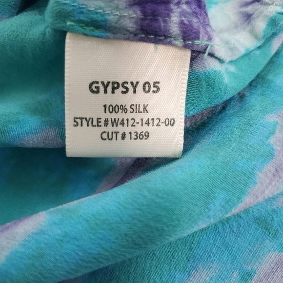 Gypsy 05 100% Silk Blue Green Tie Dye Racerback Tank Top - Picture 6 of 8